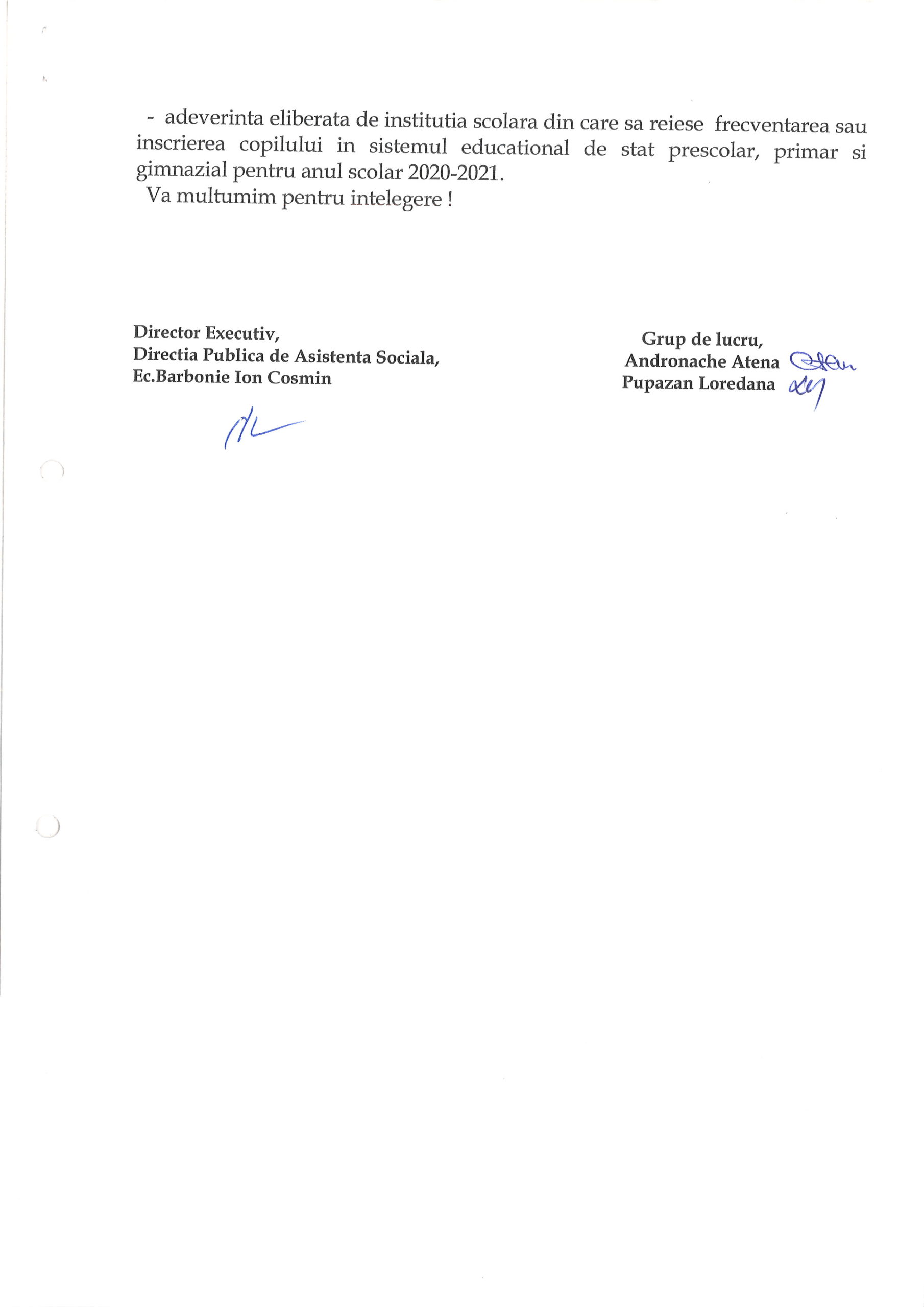 Comunicat privind sprijinirea elevilor defavorizați