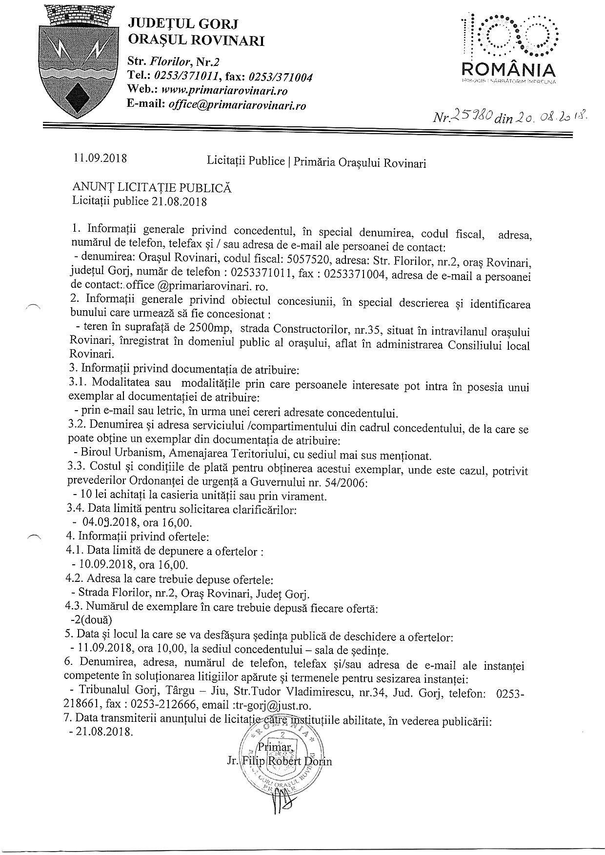 ANUNT LICITATIE PUBLICA