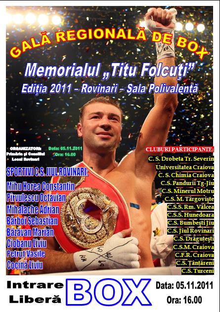 Gala Regională de Box “Memorialul Titu Folcuţi” -Rovinari – 05.11.2011