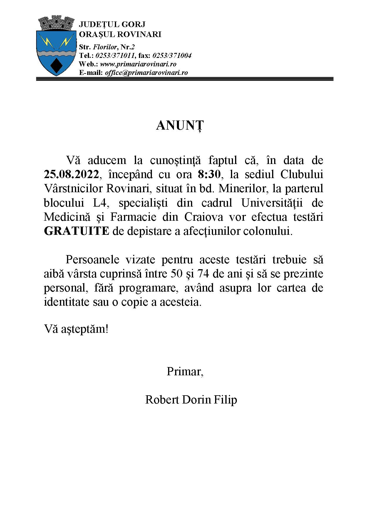 ANUNȚ