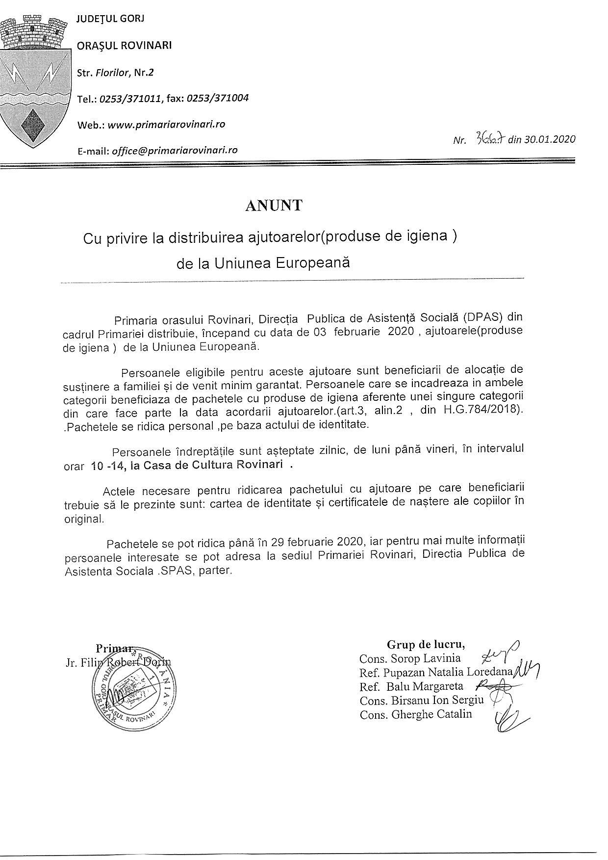 ANUNT DISTRIBUIRE AJUTOARE